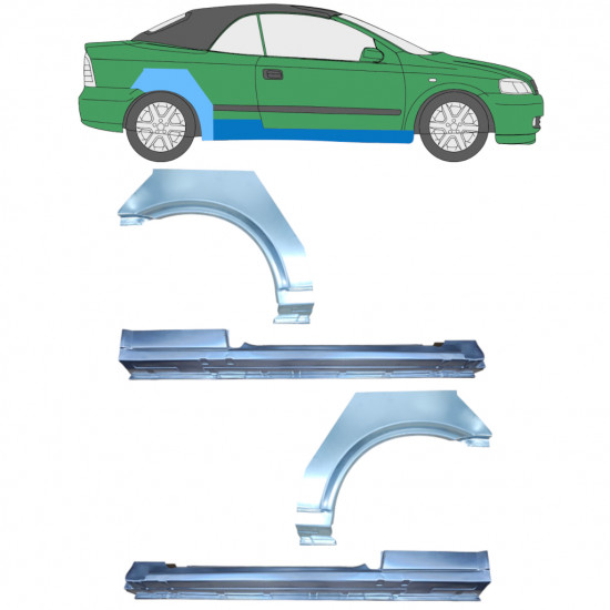 Reparaturni del praga in zadnjega blatnika za Opel Astra G 2001-2006 CABRIO / Komplet 12594