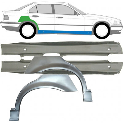 Popravni panel celotnega praga in zadnjega blatnika za BMW 3 E36 1990-2000 / Levo+Desno / Komplet 9512