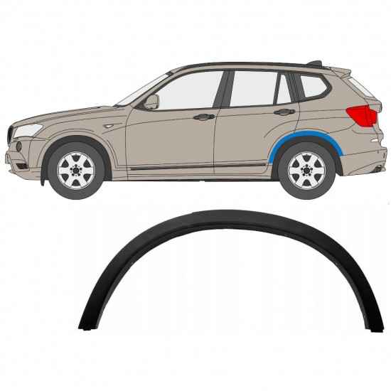 Obloga stranskega dela zadnjega blatnika za BMW X3 2010-2014 / Leva 7651