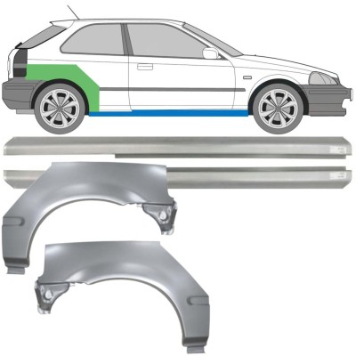 Reparaturni del praga in zadnjega blatnika za Honda Civic EJ EK 1995-2001 / Levo+Desno / Komplet 10664