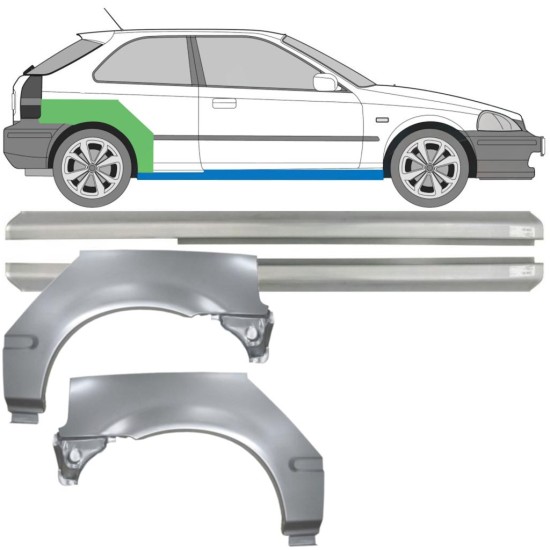 Reparaturni del praga in zadnjega blatnika za Honda Civic EJ EK 1995-2001 / Levo+Desno / Komplet 10664