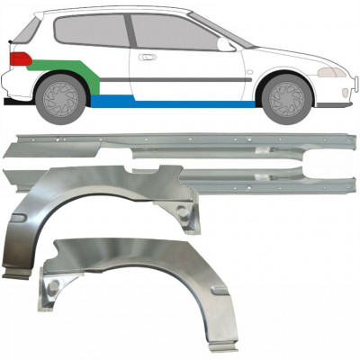 Reparaturni del praga in zadnjega blatnika za Honda Civic 1991-1995 / Levo+Desno / Komplet 9539