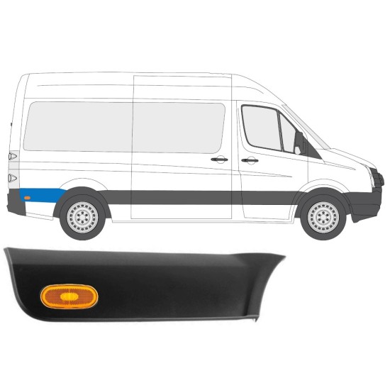 Obloga stranskega dela zadnjega blatnika z lučjo za Volkswagen Crafter 2005-2017 / Desna / Komplet 14150