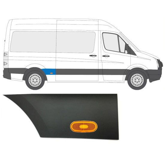 Obloga stranskega dela zadnjega blatnika z lučjo za Volkswagen Crafter 2005-2017 / Desna / Komplet 14088