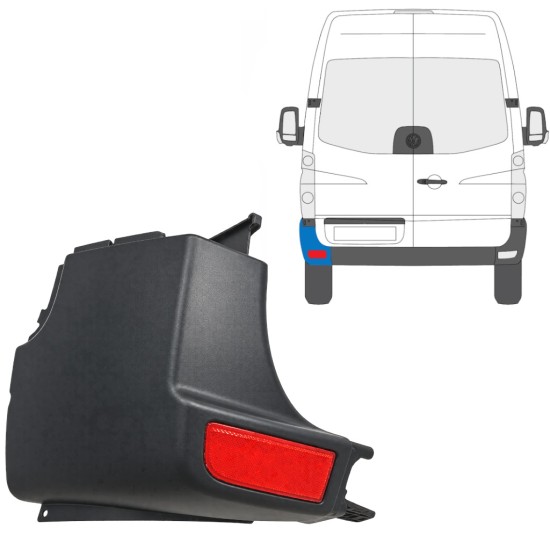 Vogal odbijača z odsevnikom za Volkswagen Crafter 2005-2017 / Leva / Komplet 15552
