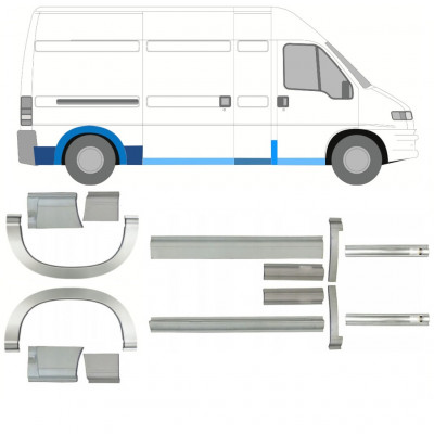 Reparaturni del praga in zadnjega blatnika za Fiat Ducato Boxer Relay 1994-2006 / LWB / Komplet 11524