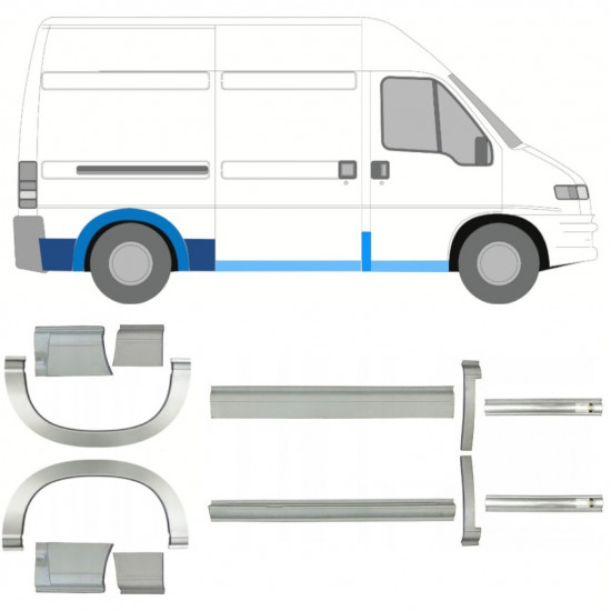 Reparaturni del praga in zadnjega blatnika za Fiat Ducato Boxer Relay 1994-2006 / MWB / Komplet 11523