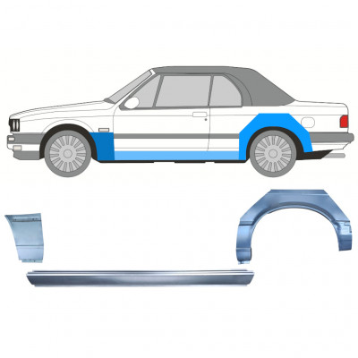 Popravni panel praga + sprednji + zadnji blatnik za BMW 3 E30 1985-1987 CABRIO / Leva / Komplet 12572