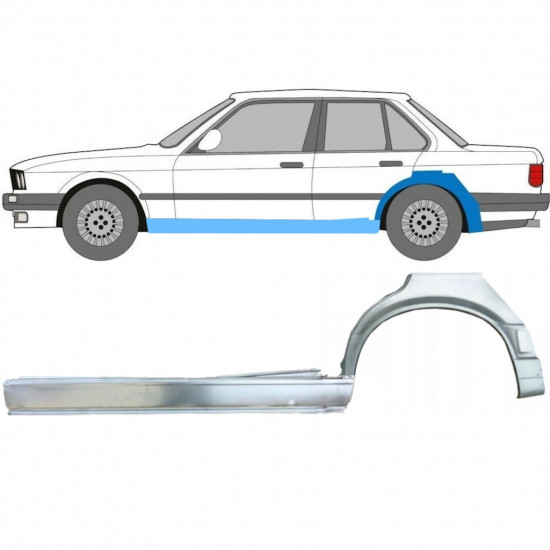 Reparaturni del praga in zadnjega blatnika za BMW 3 E30 1987-1994 / Leva / Komplet 11241