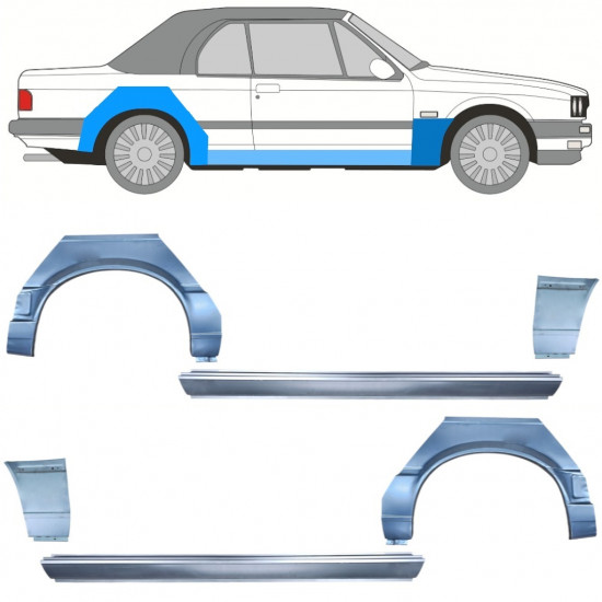 Popravni panel praga + sprednji + zadnji blatnik za BMW 3 E30 1987-1994 CABRIO / Komplet 12576