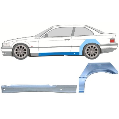 Popravni panel celotnega praga in zadnjega blatnika za BMW 3 E36 1990-2000 / Leva / COUPE / Komplet 17024