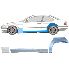 Popravni panel praga + sprednji + zadnji blatnik za BMW 3 E36 1990-2000 / Leva / COUPE / Komplet 17026