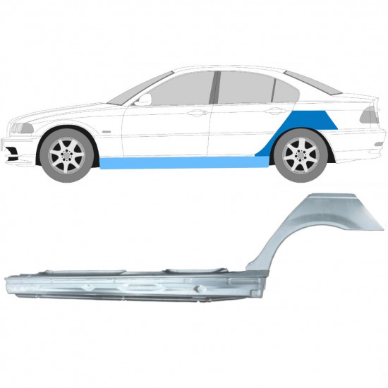 Reparaturni del praga in zadnjega blatnika za BMW E46 3 1998-2005 / Leva / Komplet 11259