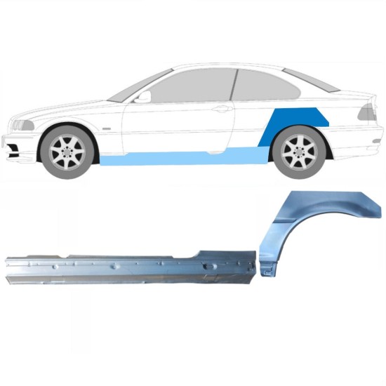 Popravni panel celotnega praga in zadnjega blatnika za BMW 3 E46 1998-2006 / Leva / COUPE / Komplet 17060