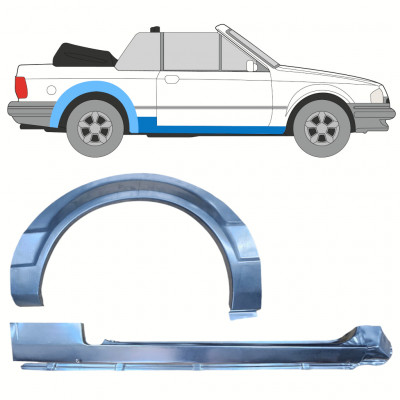 Reparaturni del praga in zadnjega blatnika za Ford Escort 1981-1990  CABRIO / Desna / Komplet 12586