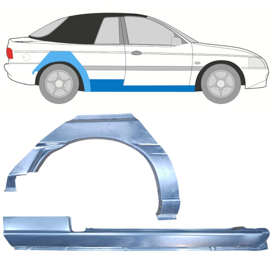 Reparaturni del praga in zadnjega blatnika za Ford Escort 1990-2000  CABRIO / Desna / Komplet 12589