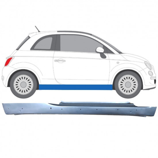 Popravni panel praga z luknjami za Fiat 500 2007-2018 / Desna 12679