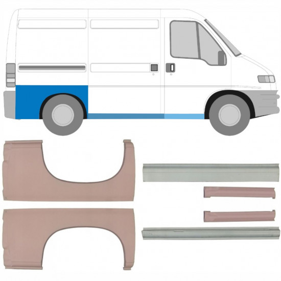 Reparaturni del praga in zadnjega blatnika za Fiat Ducato Boxer Relay 1994-2006 / SWB / Komplet 5582