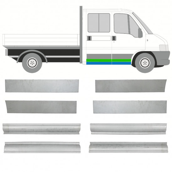 Popravni panel praga in vrat za Fiat Ducato Boxer Relay Jumper 1994-2006 / Levo+Desno / Dvojna kabina / Komplet 10492