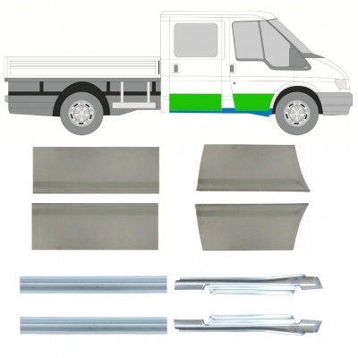 Popravni panel praga in vrat za Ford Transit 2000-2013 / Levo+Desno / Dvojna kabina / Komplet 9699