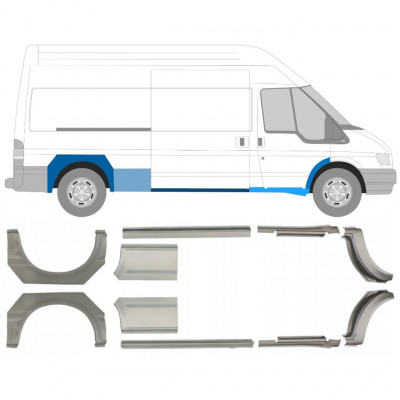 Reparaturni del praga in zadnjega blatnika za Ford Transit 2000-2013 / LWB / Levo+Desno / Komplet 10640