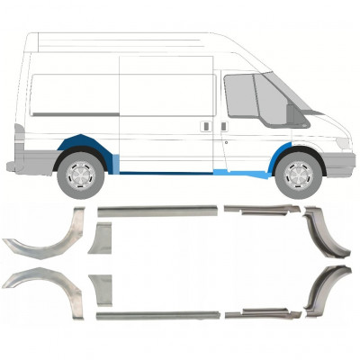 Reparaturni del praga in zadnjega blatnika za Ford Transit 2000-2013 / MWB / Levo+Desno / Komplet 10637