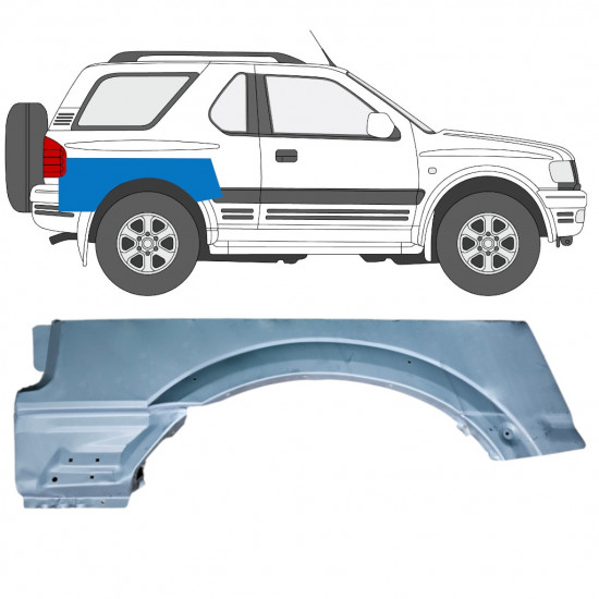 Popravni panel zgornjega dela zadnjega blatnika za Opel Frontera B 1999-2002 / Desna 12834