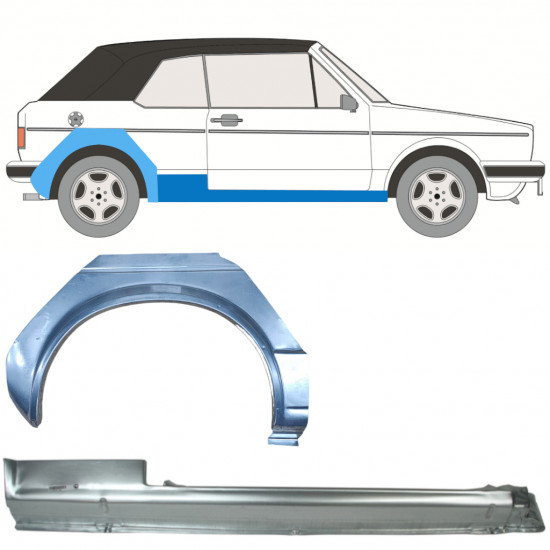 Reparaturni del praga in zadnjega blatnika za VW Golf 1 1979-1993 CABRIO / Desna / Komplet 12577