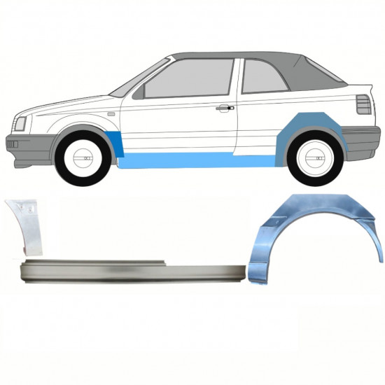 Popravni panel praga + sprednji + zadnji blatnik za VW Golf 3 1993-1998  CABRIO / Leva / Komplet 12568