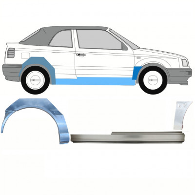 Popravni panel praga + sprednji + zadnji blatnik za VW Golf 3 1993-1998  CABRIO / Desna / Komplet 12566