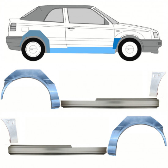 Popravni panel praga + sprednji + zadnji blatnik za VW Golf 3 1993-1998  CABRIO / Komplet 12569