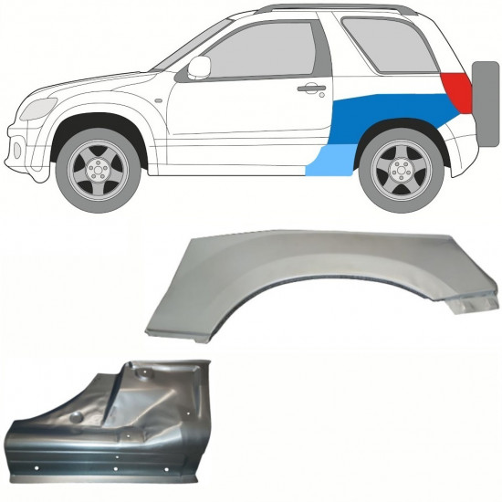 Reparaturni del praga in zadnjega blatnika za Suzuki Grand Vitara 2005-2012 / Leva / Komplet 10841