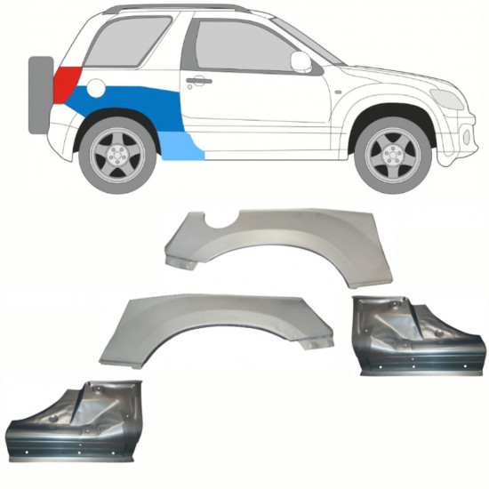 Reparaturni del praga in zadnjega blatnika za Suzuki Grand Vitara 2005-2012 / Komplet 10842