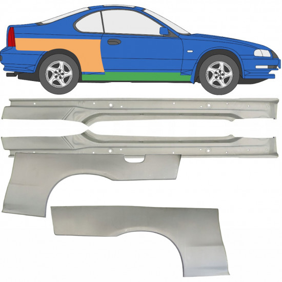 Popravni panel celotnega praga in zadnjega blatnika za Honda Prelude 1992-1996 / Levo+Desno / Komplet 9534