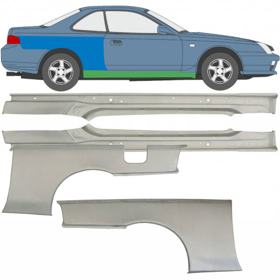 Popravni panel celotnega praga in zadnjega blatnika za Honda Prelude 1996-2001 / Levo+Desno / Komplet 9533