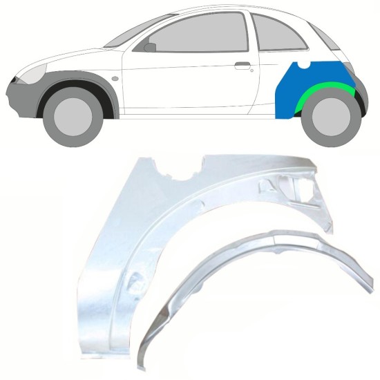Notranji in zunanji popravni panel zadnjega blatnika za Ford KA 1996-2008 / Leva / Komplet 10776