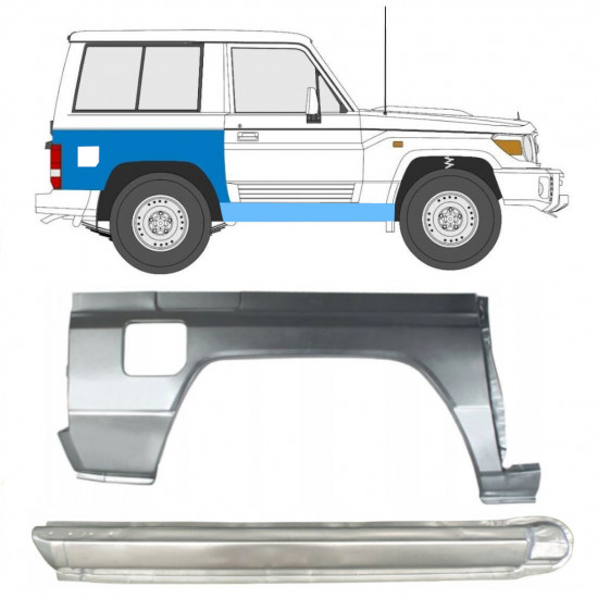 Reparaturni del praga in zadnjega blatnika za Toyota Land Cruiser 1984-1993 / Desna / Komplet 11478