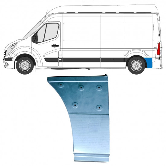 Popravni panel zadnjega blatnika za kolesom za Renault Master 2010- / Leva 12853