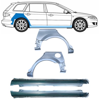 Reparaturni del praga in zadnjega blatnika za Mazda 6 GG GY 2002-2007 / Levo+Desno / COMBI / Komplet 10538