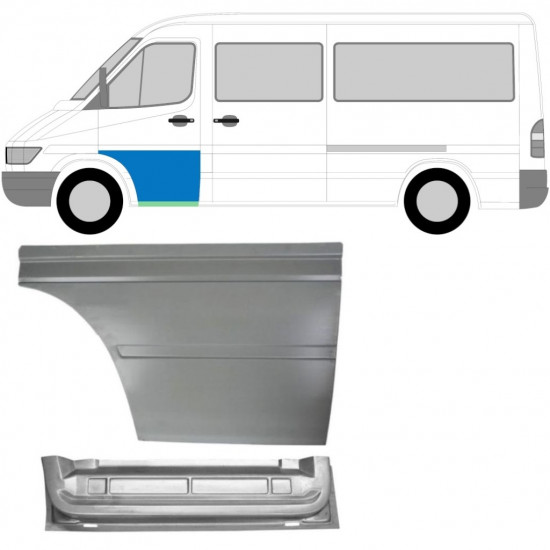 Notranji in zunanji popravni panel sprednjih vrat za Mercedes Sprinter 1995-2006 / Leva / Komplet 9154