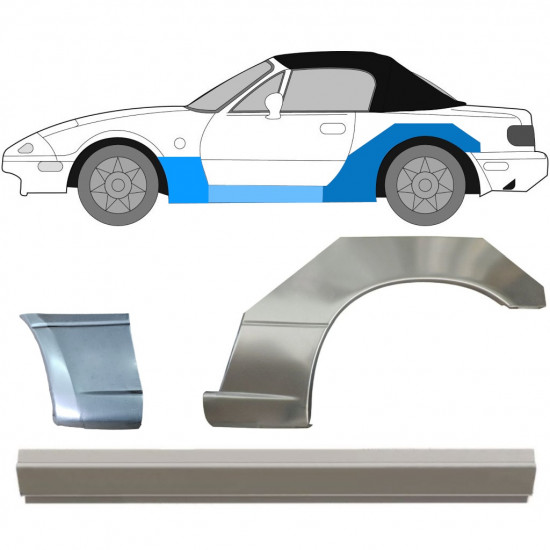 Popravni panel praga + sprednji + zadnji blatnik za Mazda MX-5 1989-1998 / Leva / Komplet 12581