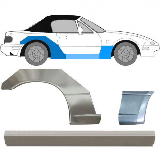 Popravni panel praga + sprednji + zadnji blatnik za Mazda MX-5 1989-1998 / Desna / Komplet 12580