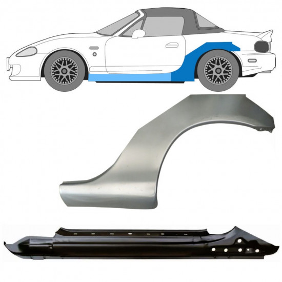 Reparaturni del praga in zadnjega blatnika za Mazda MX-5 1998-2005 NB / Leva / Komplet 11146