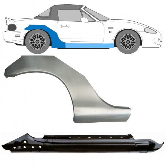 Reparaturni del praga in zadnjega blatnika za Mazda MX-5 1998-2005 NB / Desna / Komplet 11145