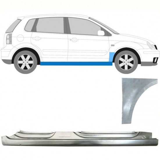 Popravni panel celotnega praga in sprednjega blatnika za VW Polo 2001-2009 / Desna / Komplet 8729