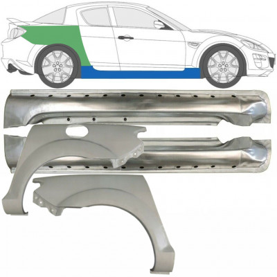 Popravni panel celotnega praga in zadnjega blatnika za Mazda RX8 2003-2012 / Levo+Desno / Komplet 9553