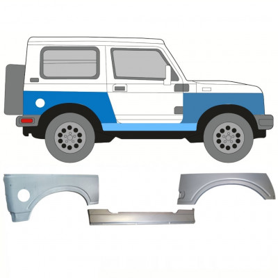 Popravni panel praga + sprednji + zadnji blatnik za Suzuki Samurai 1981-2004 / Desna / Komplet 11179