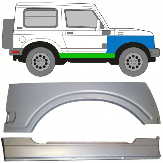 Popravni panel celotnega praga in sprednjega blatnika za Suzuki Samurai 1981-1998 / Desna / Komplet 10034