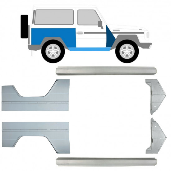 Popravni panel praga + sprednji + zadnji blatnik za Mercedes G-Class 1979- / Levo+Desno / Komplet 9709