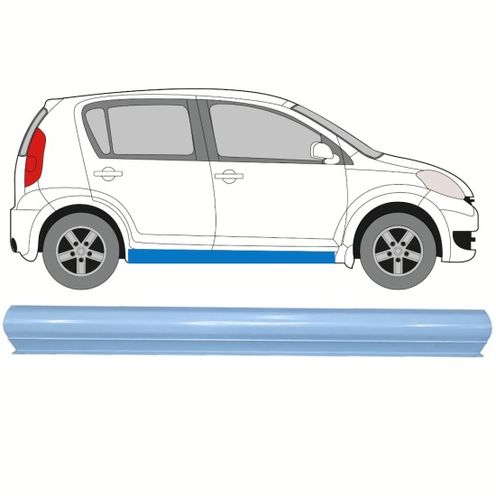 Popravni panel spodnjega praga za Daihatsu Sirion 2005-2010 / Levo = Desno (simetrično) 17266